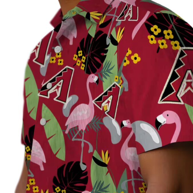 Best Arizona Diamondbacks Flamingo Leaves Hawaiian Shirt - Red Tropical MLB Fan Gear for Vacation