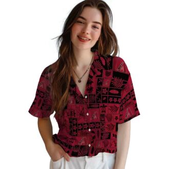 Men's Arizona Diamondbacks Tropical Hawaiian Shirt, Red & Black Patchwork MLB Fan Outfit