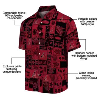 Men's Arizona Diamondbacks Tropical Hawaiian Shirt, Red & Black Patchwork MLB Fan Outfit