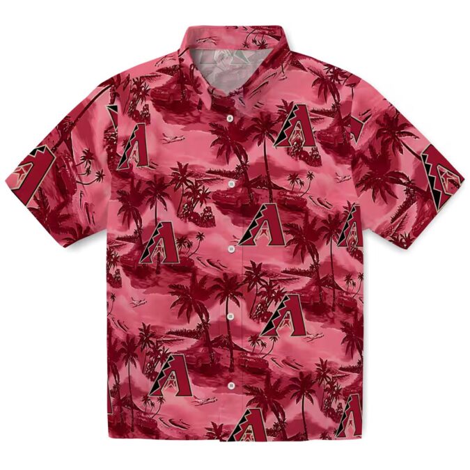 MLB Arizona Diamondbacks Coastal Palms Red Hawaiian Shirt - Official Fan Apparel