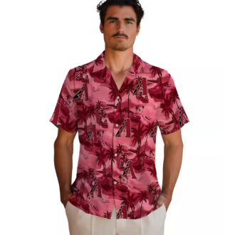 MLB Arizona Diamondbacks Coastal Palms Red Hawaiian Shirt - Official Fan Apparel