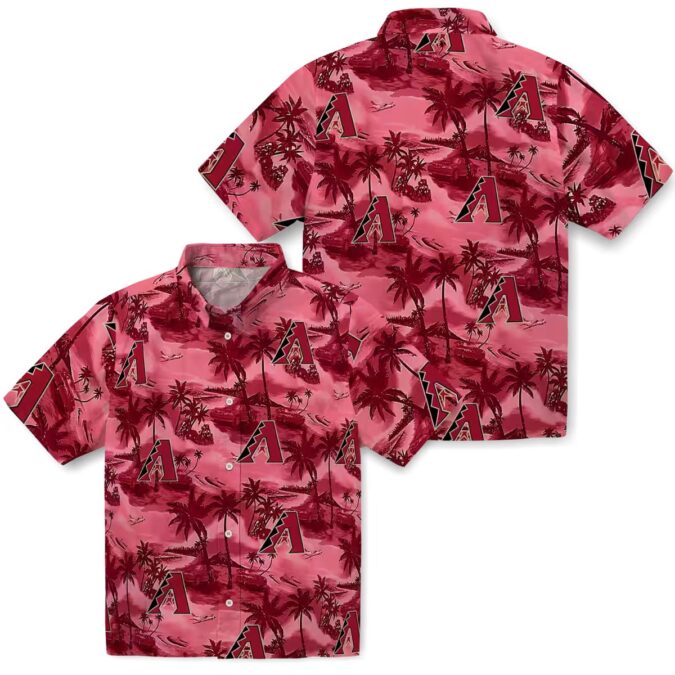 MLB Arizona Diamondbacks Coastal Palms Red Hawaiian Shirt - Official Fan Apparel