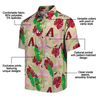 MLB Arizona Diamondbacks Flamingo Hawaiian Shirt, Red Green Tropical Beach Shirt for Fans