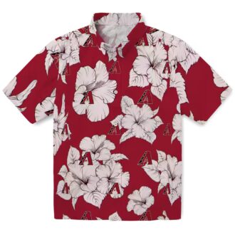 MLB Arizona Diamondbacks Hibiscus Blooms Hawaiian Shirt - Red & White Tropical Summer Wear