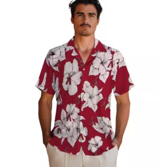 MLB Arizona Diamondbacks Hibiscus Blooms Hawaiian Shirt - Red & White Tropical Summer Wear