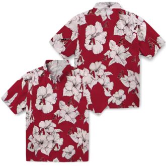 MLB Arizona Diamondbacks Hibiscus Blooms Hawaiian Shirt - Red & White Tropical Summer Wear