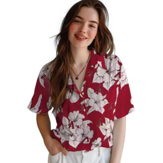 MLB Arizona Diamondbacks Hibiscus Blooms Hawaiian Shirt - Red & White Tropical Summer Wear