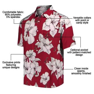 MLB Arizona Diamondbacks Hibiscus Blooms Hawaiian Shirt - Red & White Tropical Summer Wear