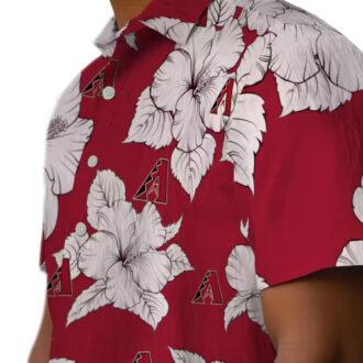 MLB Arizona Diamondbacks Hibiscus Blooms Hawaiian Shirt - Red & White Tropical Summer Wear