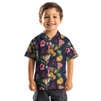 MLB Arizona Diamondbacks Hibiscus Fruit Navy Blue Hawaiian Shirt - Perfect Summer Vacation Shirt