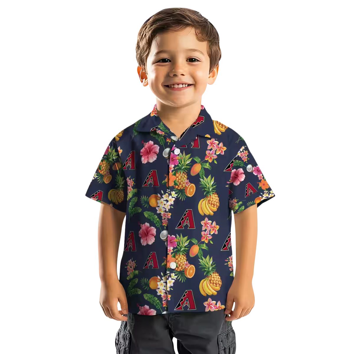 MLB Arizona Diamondbacks Hibiscus Fruit Navy Blue Hawaiian Shirt - Perfect Summer Vacation Shirt
