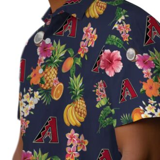 MLB Arizona Diamondbacks Hibiscus Fruit Navy Blue Hawaiian Shirt - Perfect Summer Vacation Shirt