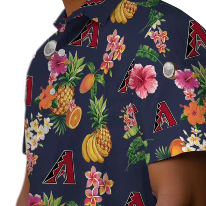 MLB Arizona Diamondbacks Hibiscus Fruit Navy Blue Hawaiian Shirt - Perfect Summer Vacation Shirt