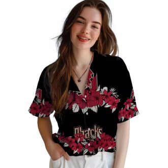 MLB Arizona Diamondbacks Hibiscus Hawaiian Shirt - Limited Edition Tropical Red Black Shirt
