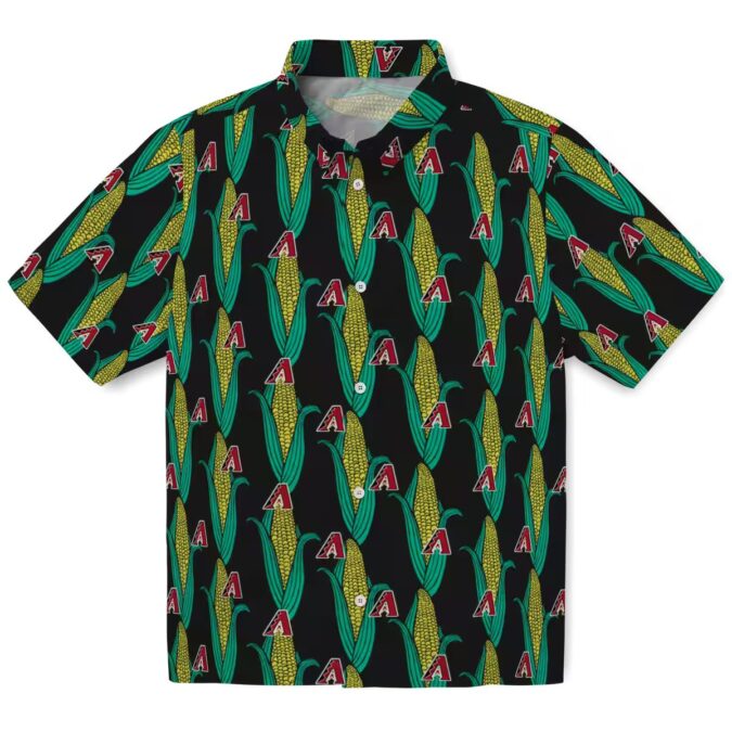 MLB Arizona Diamondbacks Tropical Hawaiian Shirt - Black Green Corn Motif Fan Gear for Summer