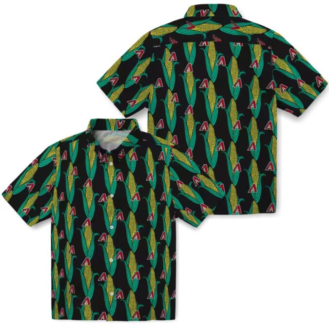 MLB Arizona Diamondbacks Tropical Hawaiian Shirt - Black Green Corn Motif Fan Gear for Summer