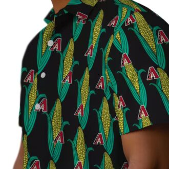 MLB Arizona Diamondbacks Tropical Hawaiian Shirt - Black Green Corn Motif Fan Gear for Summer