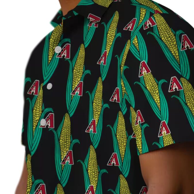 MLB Arizona Diamondbacks Tropical Hawaiian Shirt - Black Green Corn Motif Fan Gear for Summer