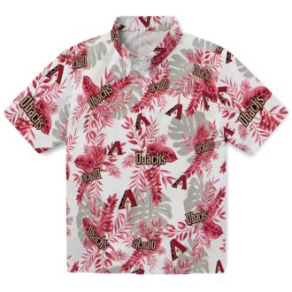 MLB Arizona Diamondbacks Tropical Leaves Hawaiian Shirt, Red White Summer Vacation Outfit
