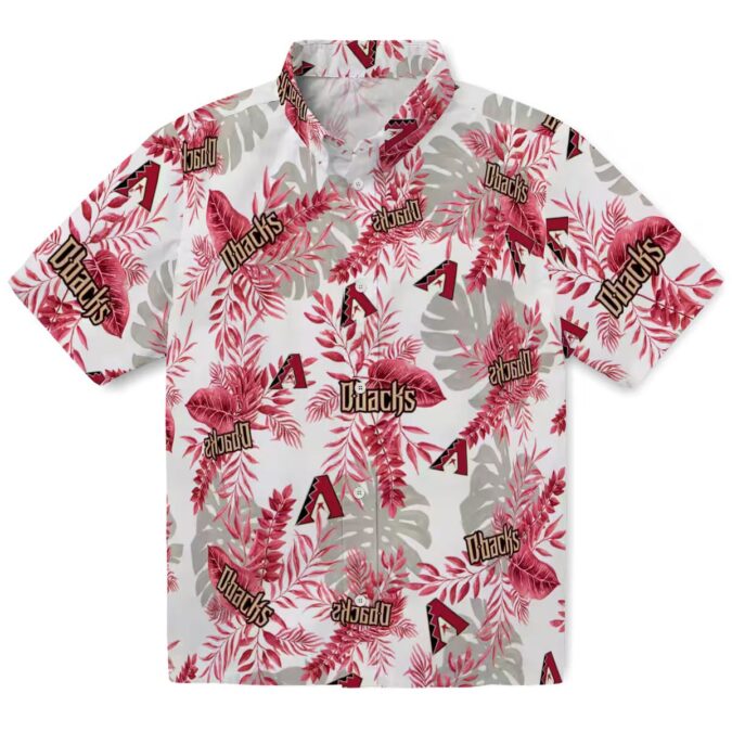 MLB Arizona Diamondbacks Tropical Leaves Hawaiian Shirt, Red White Summer Vacation Outfit