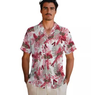 MLB Arizona Diamondbacks Tropical Leaves Hawaiian Shirt, Red White Summer Vacation Outfit