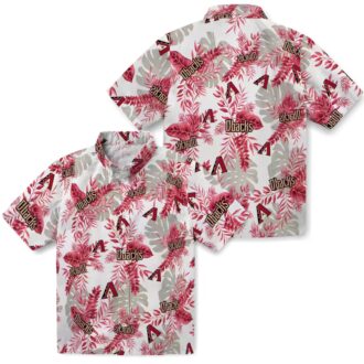 MLB Arizona Diamondbacks Tropical Leaves Hawaiian Shirt, Red White Summer Vacation Outfit