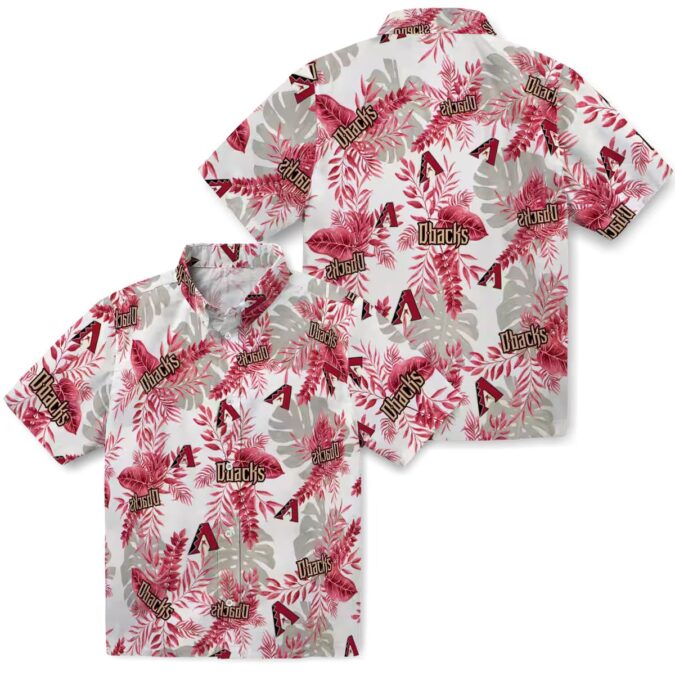 MLB Arizona Diamondbacks Tropical Leaves Hawaiian Shirt, Red White Summer Vacation Outfit