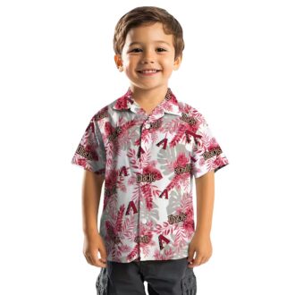 MLB Arizona Diamondbacks Tropical Leaves Hawaiian Shirt, Red White Summer Vacation Outfit