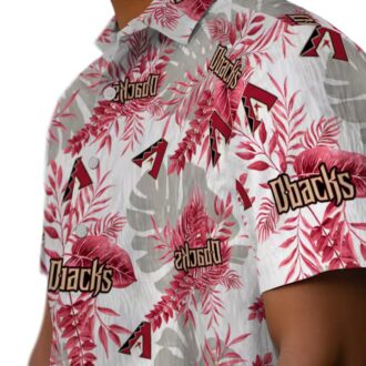 MLB Arizona Diamondbacks Tropical Leaves Hawaiian Shirt, Red White Summer Vacation Outfit