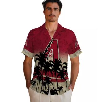 MLB Team Arizona Diamondbacks Hawaiian Shirt - Sunset Pattern Red & Black Personalized Beach Outfit