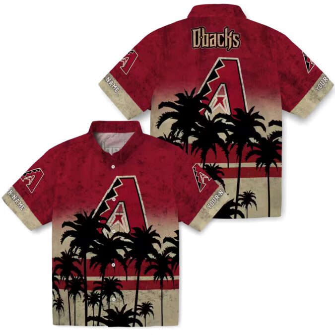 MLB Team Arizona Diamondbacks Hawaiian Shirt - Sunset Pattern Red & Black Personalized Beach Outfit