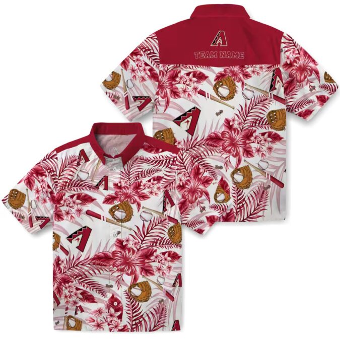 Personalized Arizona Diamondbacks Floral Hawaiian Shirt - Red White MLB Baseball Fan Apparel