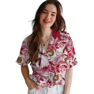 Personalized Arizona Diamondbacks Floral Hawaiian Shirt - Red White MLB Baseball Fan Apparel