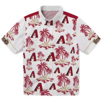 Red White Arizona Diamondbacks Hawaiian Shirt - Palm Island Print for Summer Beach and Vacation