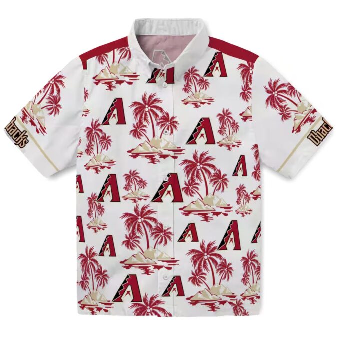 Red White Arizona Diamondbacks Hawaiian Shirt - Palm Island Print for Summer Beach and Vacation