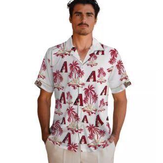 Red White Arizona Diamondbacks Hawaiian Shirt - Palm Island Print for Summer Beach and Vacation