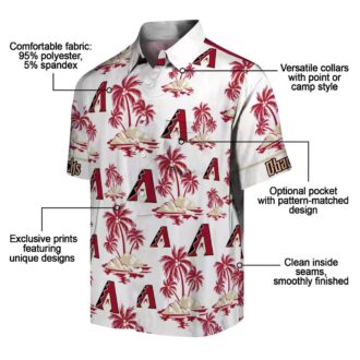 Red White Arizona Diamondbacks Hawaiian Shirt - Palm Island Print for Summer Beach and Vacation