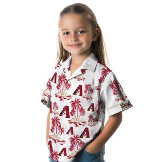 Red White Arizona Diamondbacks Hawaiian Shirt - Palm Island Print for Summer Beach and Vacation
