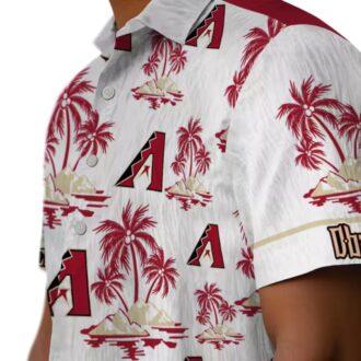 Red White Arizona Diamondbacks Hawaiian Shirt - Palm Island Print for Summer Beach and Vacation