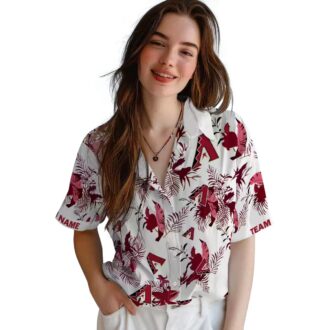 Stylish Arizona Diamondbacks Aloha Shirt - Red White Botanical Hawaiian Shirt for Summer Fans