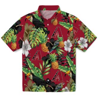 Stylish Arizona Diamondbacks Hawaiian Button Up Shirt - MLB Tropical Toucan & Hibiscus Print