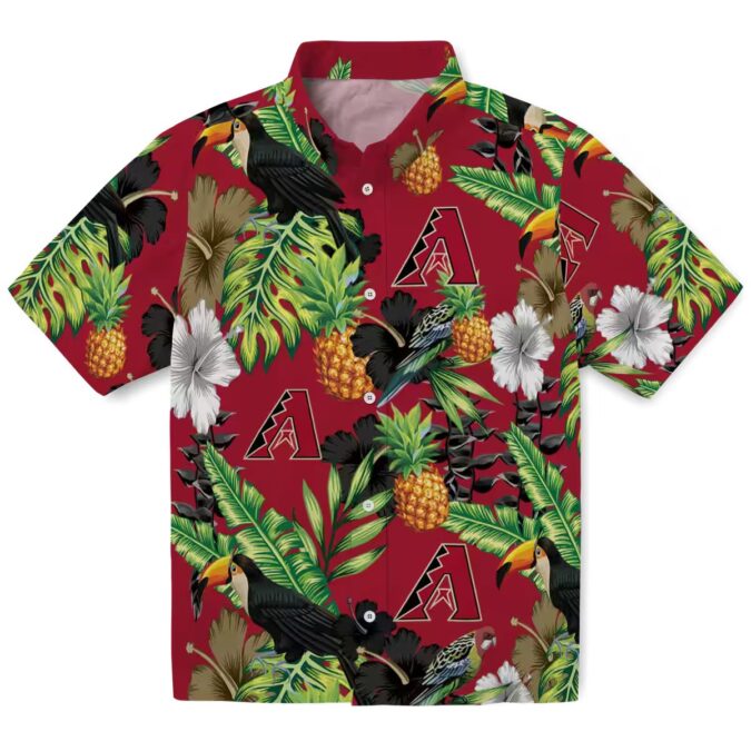 Stylish Arizona Diamondbacks Hawaiian Button Up Shirt - MLB Tropical Toucan & Hibiscus Print