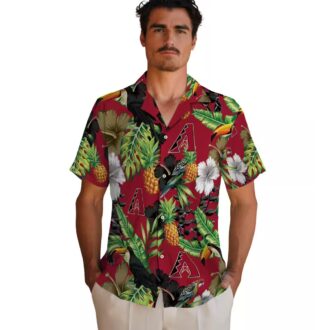 Stylish Arizona Diamondbacks Hawaiian Button Up Shirt - MLB Tropical Toucan & Hibiscus Print