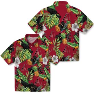 Stylish Arizona Diamondbacks Hawaiian Button Up Shirt - MLB Tropical Toucan & Hibiscus Print