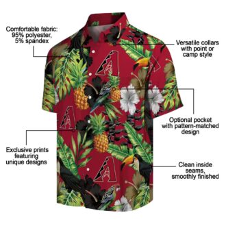 Stylish Arizona Diamondbacks Hawaiian Button Up Shirt - MLB Tropical Toucan & Hibiscus Print
