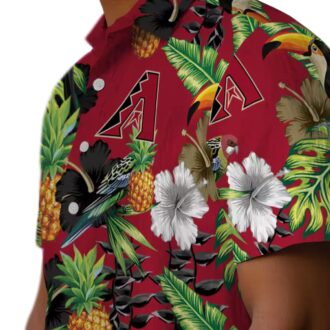 Stylish Arizona Diamondbacks Hawaiian Button Up Shirt - MLB Tropical Toucan & Hibiscus Print