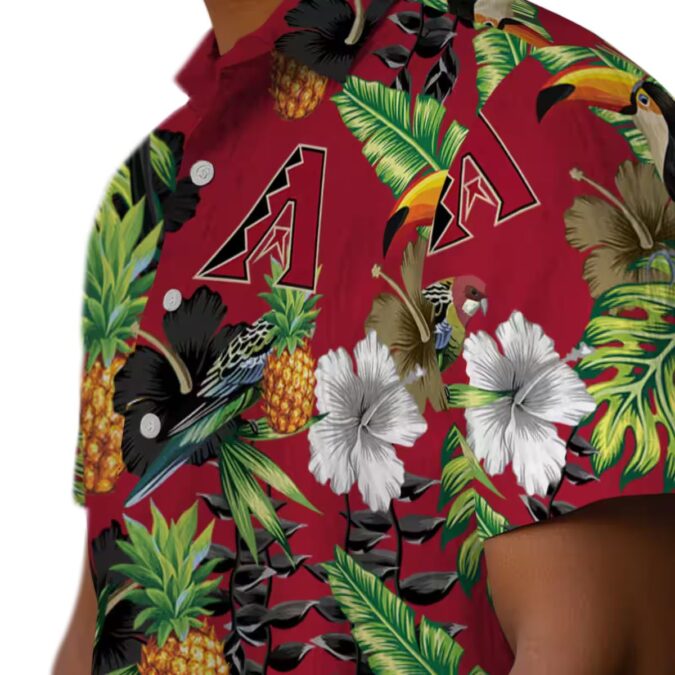 Stylish Arizona Diamondbacks Hawaiian Button Up Shirt - MLB Tropical Toucan & Hibiscus Print