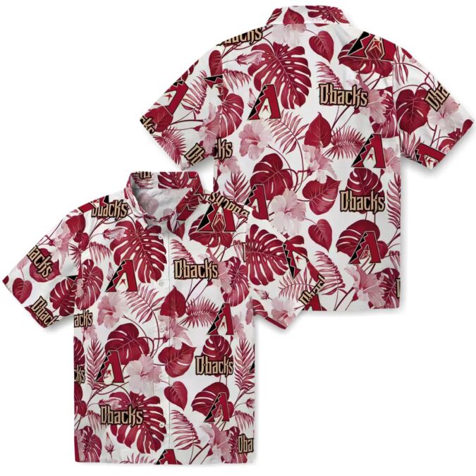 Stylish Arizona Diamondbacks Hawaiian Shirt - Tropical Red & White Plants Theme