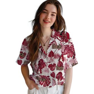 Stylish Arizona Diamondbacks Hawaiian Shirt - Tropical Red & White Plants Theme