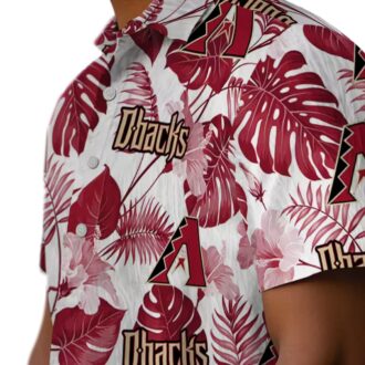 Stylish Arizona Diamondbacks Hawaiian Shirt - Tropical Red & White Plants Theme